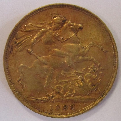 370 - Investment Gold Lot - documents required. 1898 sovereign fine. (Y)