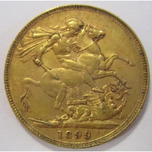 376 - Investment Gold Lot - documents required. 1899 sovereign fine. (Y)