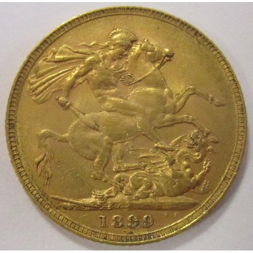 377 - Investment Gold Lot - documents required. 1899 sovereign fine. (Y)