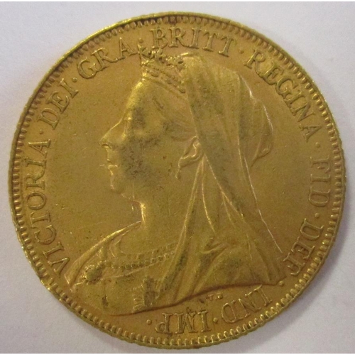 377 - Investment Gold Lot - documents required. 1899 sovereign fine. (Y)