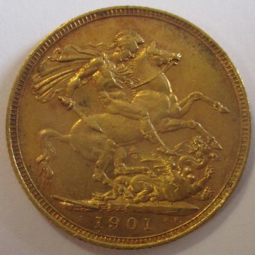 392 - Investment Gold Lot - documents required. 1901S sovereign fine (Y)