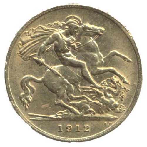 409 - Investment Gold Lot – documents required. 1912 half sovereign very fine/ extremely fine. (Y)