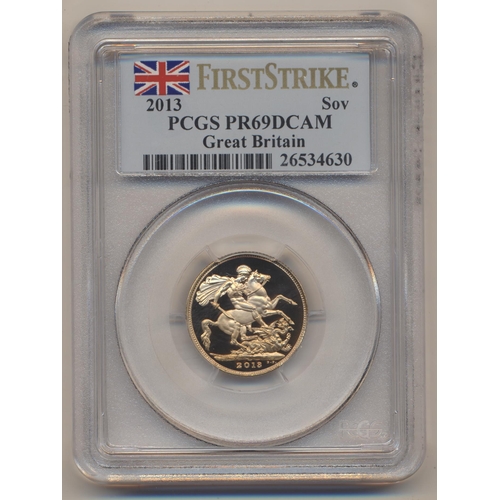 483A - Investment Gold Lot – documents required. 2013 First Strike sovereign proof FDC in display box. (T)