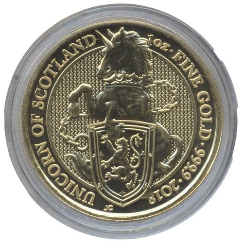 508 - Investment Gold Lot - Documents Required. 2018 £100 Queen's Beast's Unicorn of Scotland uncirculated... 