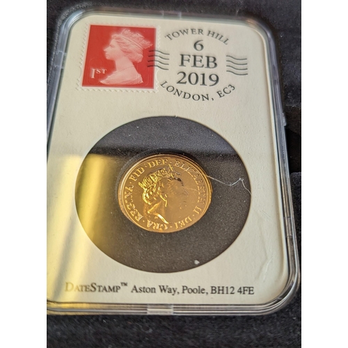 523 - Investment Gold Lot - Documents Required. 2019 sovereign uncirculated in Datestamp plastic holder, p... 