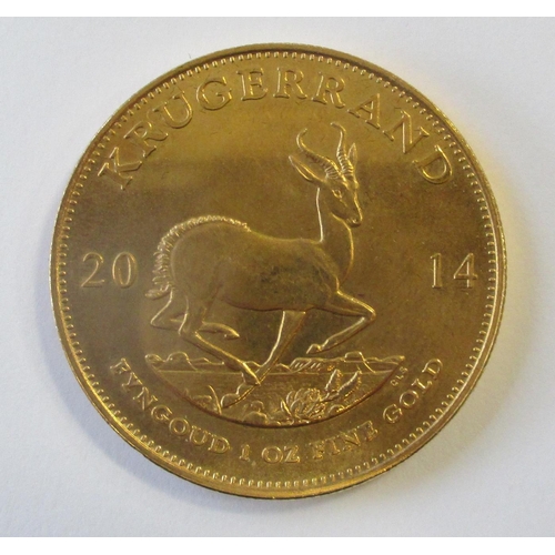 617 - Investment Gold Lot – documents required. South Africa. 2014 krugerrand uncirculated. (Y)