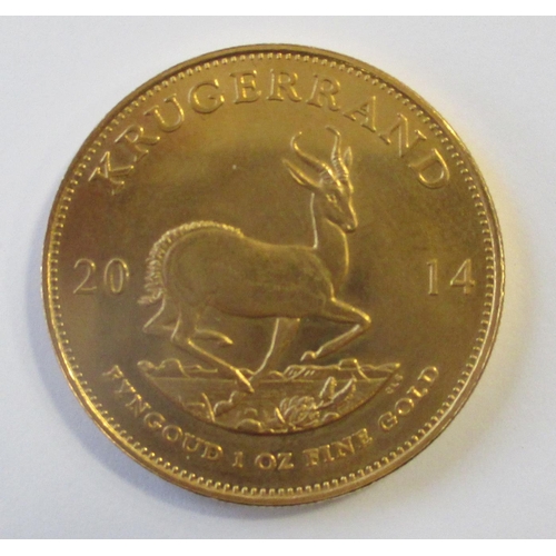 618 - Investment Gold Lot – documents required. South Africa. 2014 krugerrand uncirculated. (Y)