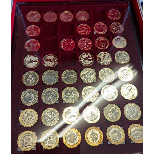 652 - Collection of £2, £1 and 50p in 8 trays inside metal coin box from 1983 to 2022. Viewing recommended... 