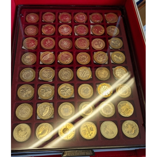 652 - Collection of £2, £1 and 50p in 8 trays inside metal coin box from 1983 to 2022. Viewing recommended... 