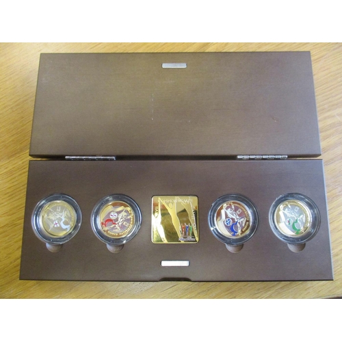 673 - 2002 Commonwealth Games silver proof £2 piedfort cased set of 4 FDC. (R)