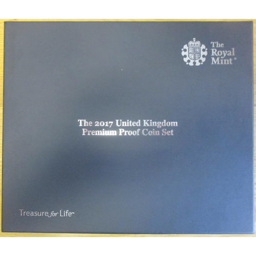 680 - 2017 premium proof cased set of 14 FDC, in Royal Mint box. (½B)