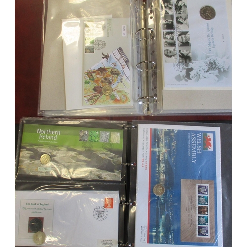 683 - Collection of 1990s-2010s uncirculated coin covers in 6 albums, several duplicates, with ranges of £... 