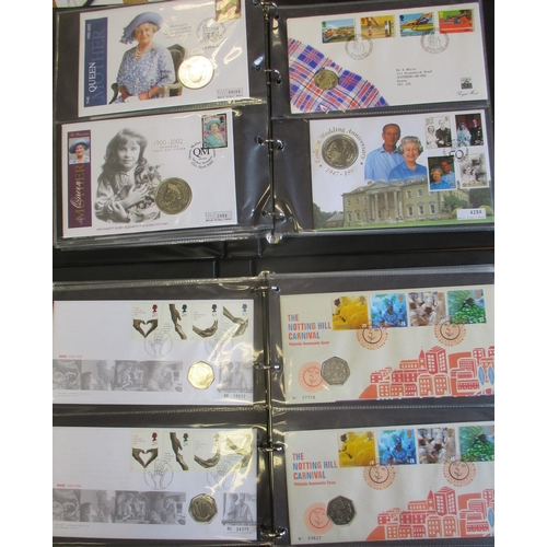 683 - Collection of 1990s-2010s uncirculated coin covers in 6 albums, several duplicates, with ranges of £... 