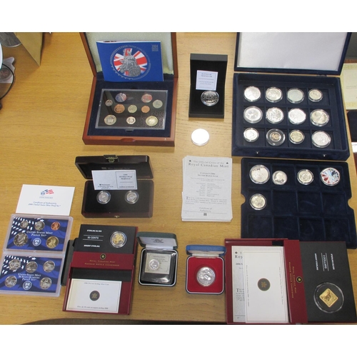 694 - Collection including proof cased sets FDC with Gibraltar 2019 silver sovereign set of 5, Gibraltar 2... 