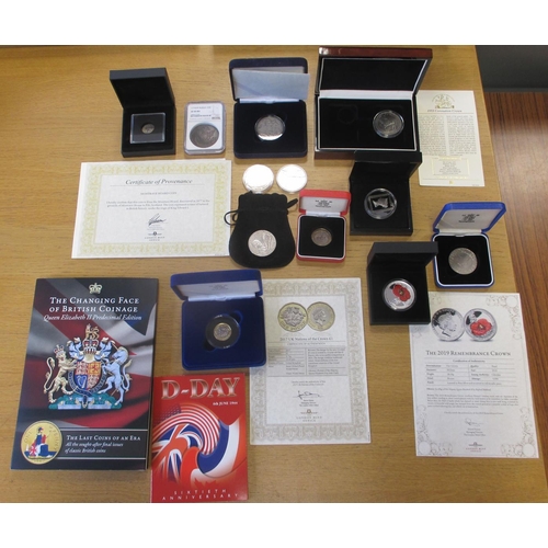 694 - Collection including proof cased sets FDC with Gibraltar 2019 silver sovereign set of 5, Gibraltar 2... 