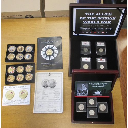 696 - Collection including silver boxed proofs including Australia $1 2021, Canada $30 2014 WWII, 2015 Nav... 