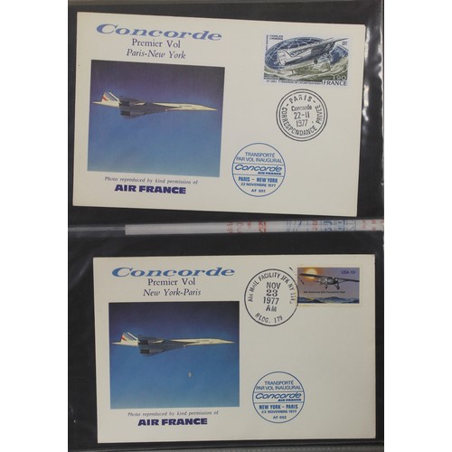 103 - Concorde. Coln Concorde flight covers in 8 stockbooks, also with range loose material i.e. newspaper... 