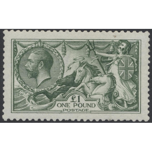 244 - KGV 1913 £1 green Seahorse, M. Lightly mounted, fresh appearance with good deep colour. (SG403) Cat ... 