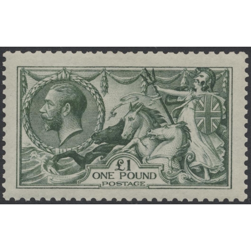 245 - KGV 1913 £1 green Seahorse, M. Lightly mounted, fresh appearance with good deep colour. (SG403) Cat ... 