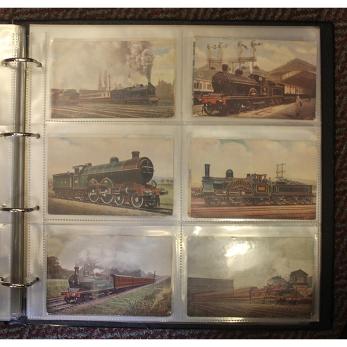 105 - Misc coln in modern album with mainly coloured locomotives, few black and white, plus some topo and ... 