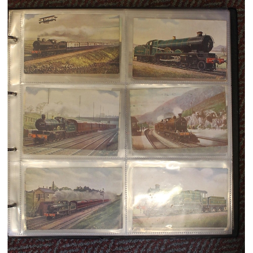 105 - Misc coln in modern album with mainly coloured locomotives, few black and white, plus some topo and ... 