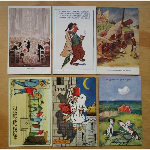 126 - Comic. Misc, coln of general comic cards with artists noted incl. G.E. Shepheard, Lawson Wood, Ellan... 