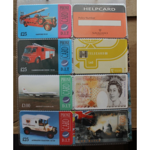 174 - Misc. collectables. Accum. of worldwide phone cards in 5 plastic tubs filed in albums covering a div... 