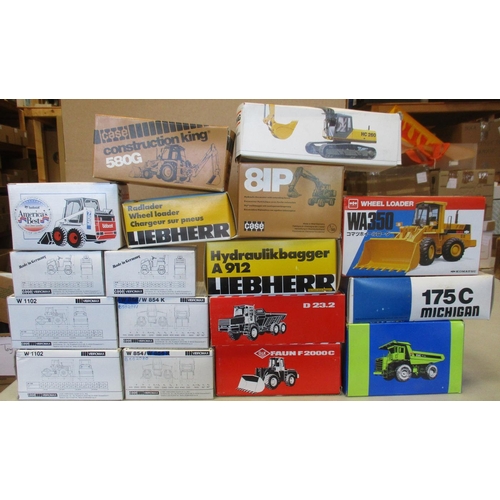 249 - Collection of construction vehicles, generally mint in very good to near mint boxes, with Joal JCB 4... 