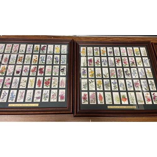 25 - Collection in albums and frames with sets including Wills Household Hints, Flowering Trees and Shrub... 