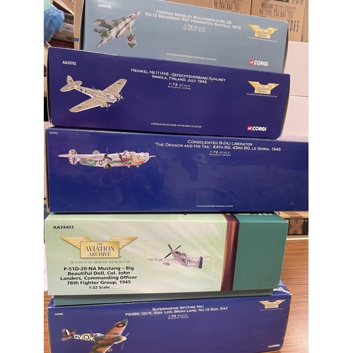 292 - Corgi AA. Collection with 1/32 including Spitfire No AA33902, Mustang No AA34403 and 1/72 Liberator ... 