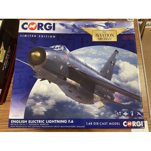 296 - Corgi AA. Collection with 1/48 including English Electric Lightning No AA28401, No AA28402 and 1/72 ... 