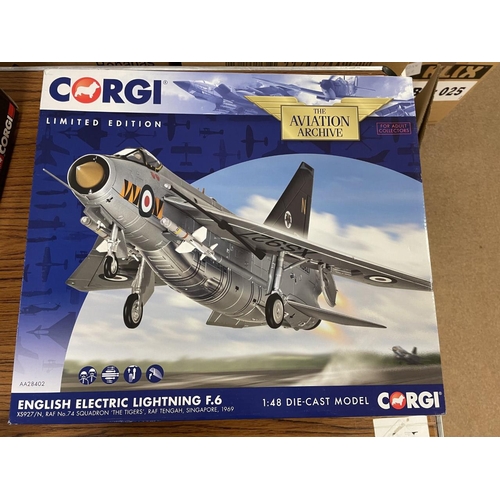 296 - Corgi AA. Collection with 1/48 including English Electric Lightning No AA28401, No AA28402 and 1/72 ... 