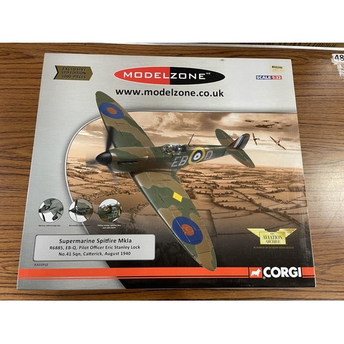 298 - Corgi AA. Collection with 1/72 Short Sunderland MKIII No AA27501, 1/32 Supermarine Spitfire MKla No ... 