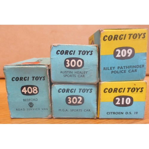 304 - Corgi. Range of vehicles, generally excellent in near excellent to excellent boxes, with 209, 210, 3... 