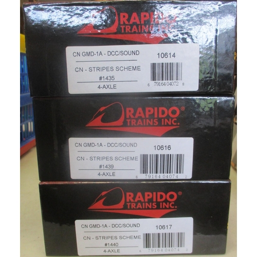 453 - Rapido Trains Inc. Range of OO gauge DCC/Sound locomotives, generally mint in near mint boxes, with ... 