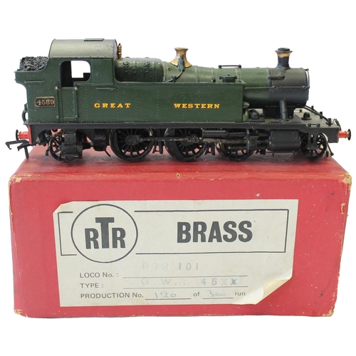 458 - RTR. 101 OO gauge 2-6-2 GWR green No.4589 brass locomotive, excellent in near excellent box, product... 