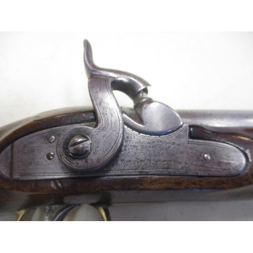 101 - 1839 pattern Customs & Coast Guard percussion cap pistol converted from flintlock, lockplate marked ... 