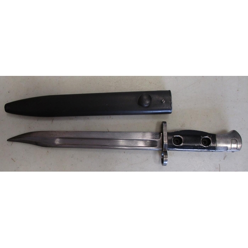 128 - L1A3 SLR bayonet No 9600257 and scabbard, ricasso stamped cvc and F60, pommel with War Dept arrow, s... 