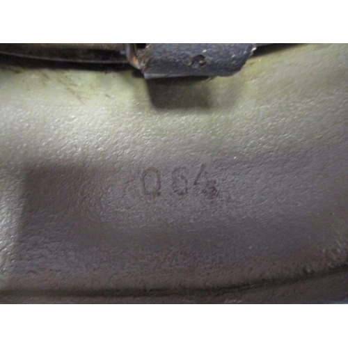 131 - Waffen SS M40 helmet, double decals, Q64 to left side, rear marking erased, with leather liner and c... 