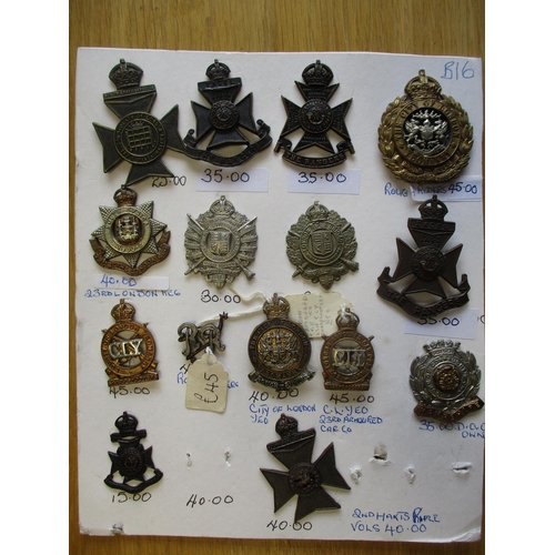 135 - Collection of metal mainly cap badges, QV onwards mounted on cards, wide range of regiments includin... 