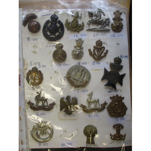 141 - Collection of mainly metal cap and glengarry badges mounted on 5 cards, wide range of regiments incl... 