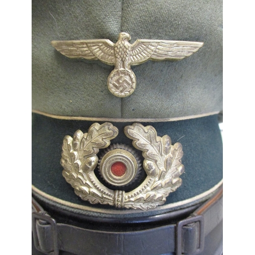 146 - Third Reich Army Officer's peaked cap, both badges to front, maker's label and cover removed, couple... 