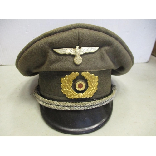 151 - Third Reich reproduction headgear with Luftwaffe Officer's peaked cap, Army Officer's peaked cap, De... 