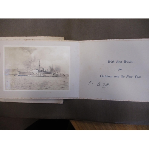 152 - Collection in album of Royal Navy Xmas cards from range of ships and shore stations, most have a pho... 