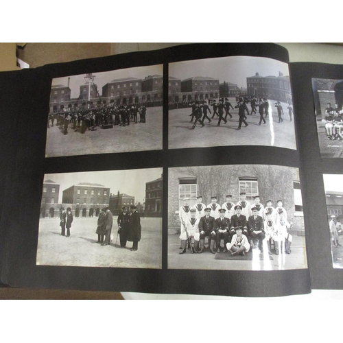 153 - Large album of naval photographs of shore establishments and personnel including officers, inspectio... 