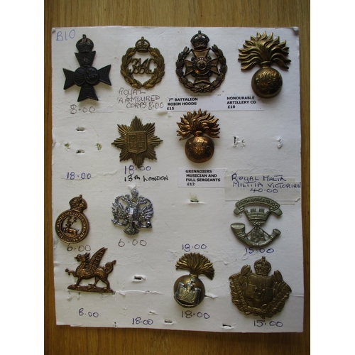 154 - Mixed collection on card and loose including Home Guard plastic war economy HG cap badge by Stanley,... 