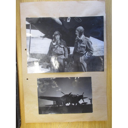 156A - No 605 Sqn RAF Collection. Framed range with:
1. Large charcoal drawing of Flying Officer Kenneth Da... 