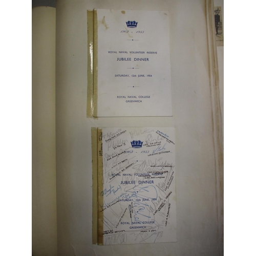 157A - Large scrap book (45cm x 28cm) relating to HMS Wessex & Solent Division RNVR 1945-68, with typed let... 