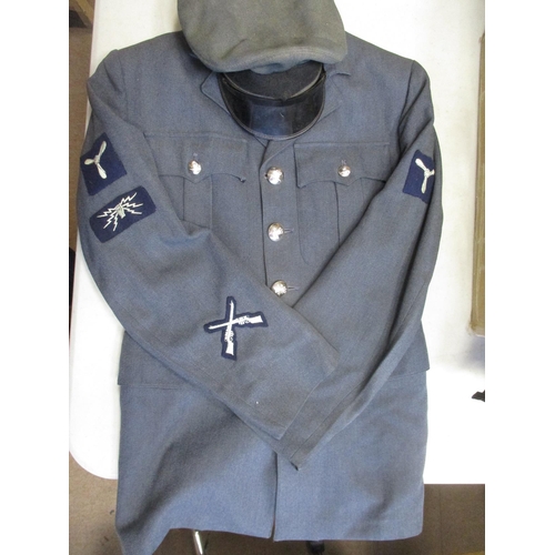 158 - Uniform range with RAF Man's Raincoat size 4, RAF No 1 Dress jacket size 18L and trousers, SAC rank,... 