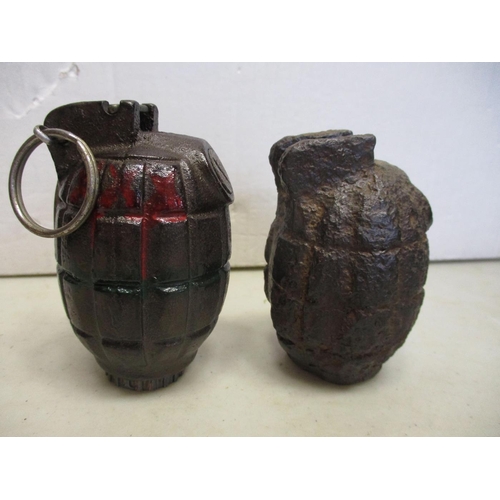 165 - Militaria. Range of deactivated hand grenades with British No 36M Mk I dated 45, similar but a battl... 